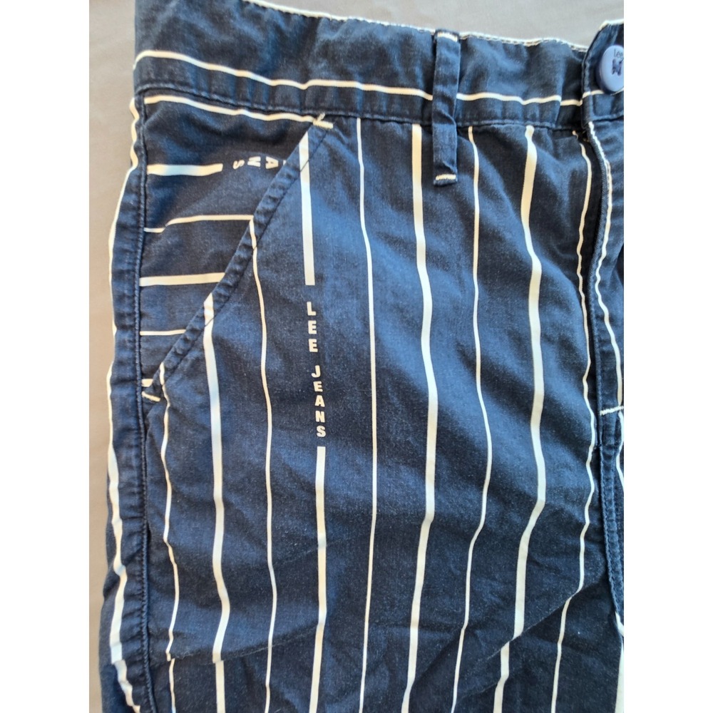 Lee Bermuda Shorts Striped Nave Blue W31 90s Retro Old Money Minimalist - Picture 6 of 16